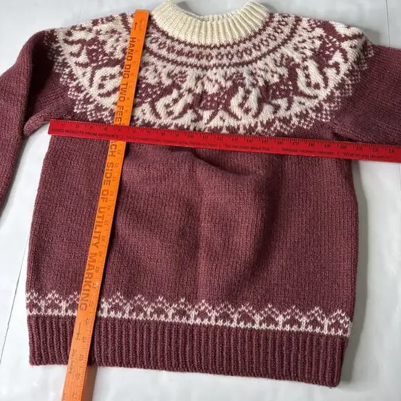 Vintage Dale Of Norway Pure New Wool Maroon White Knit Sweater Adult Size L 52 - Picture 8 of 13
